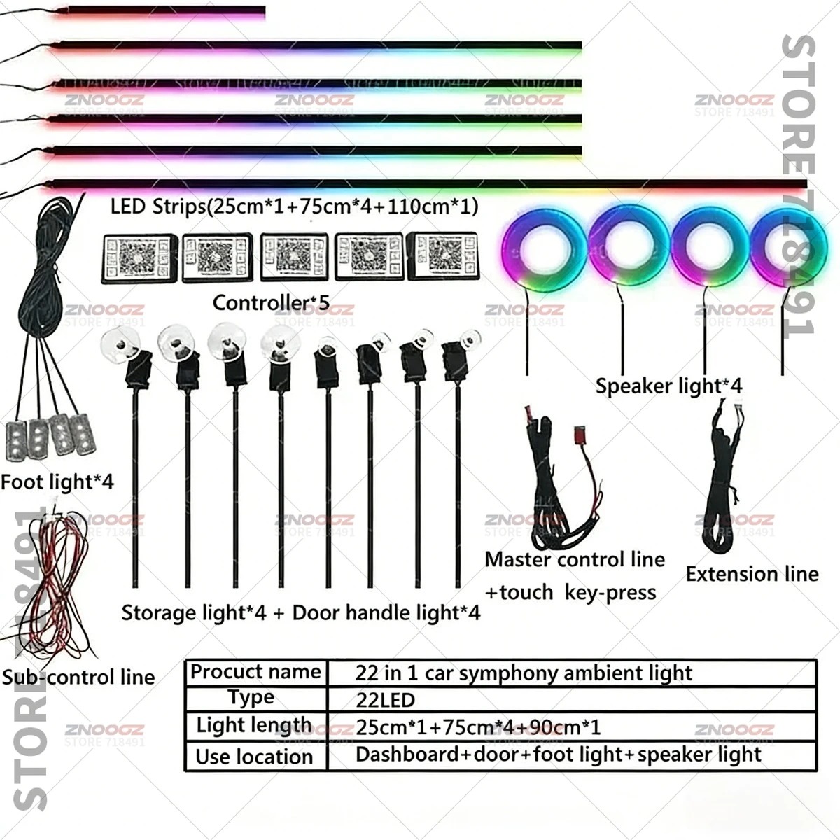 22w1 RGB Akrylowe Oświetlenie  – Tech Accessories Renault recenzja i cena